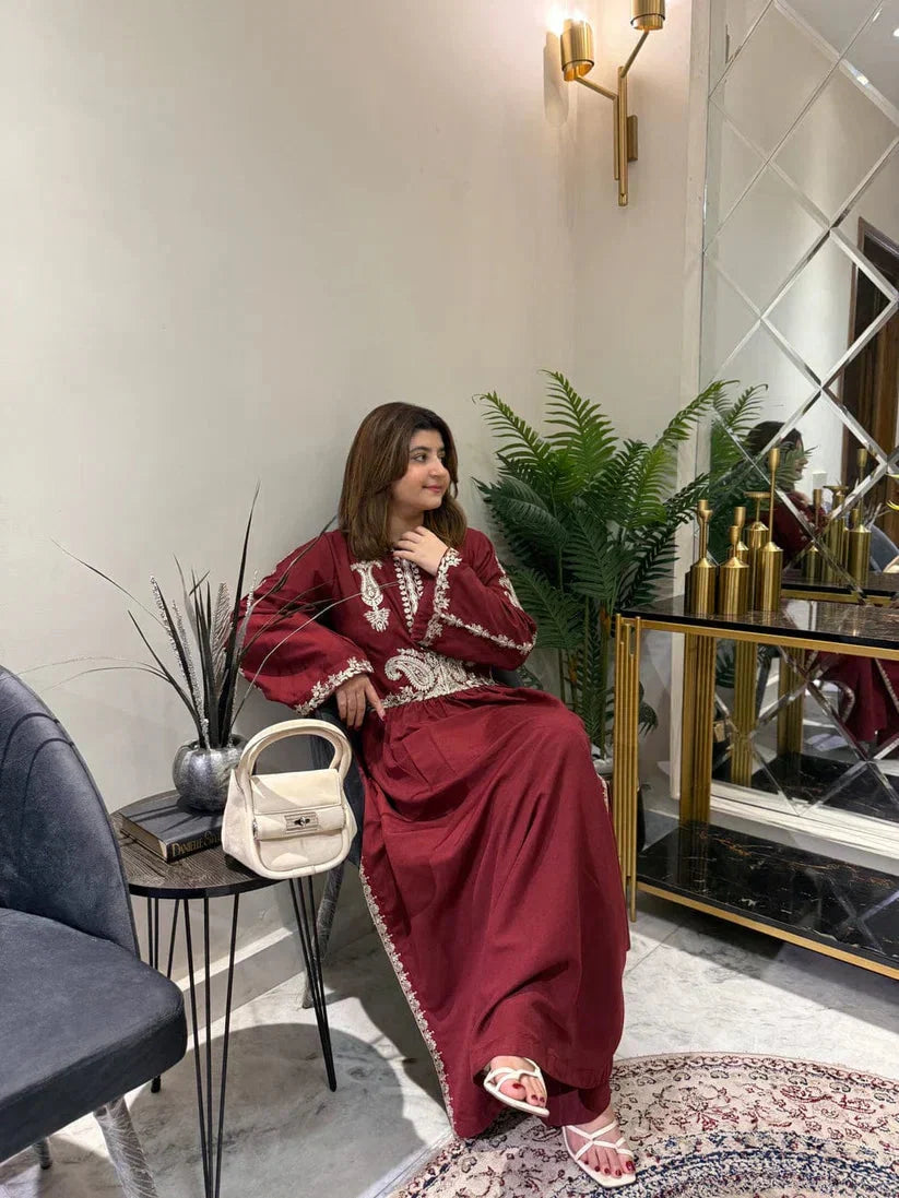 Alisbha Maroon Embroidered 2pc royal lifestyle collections