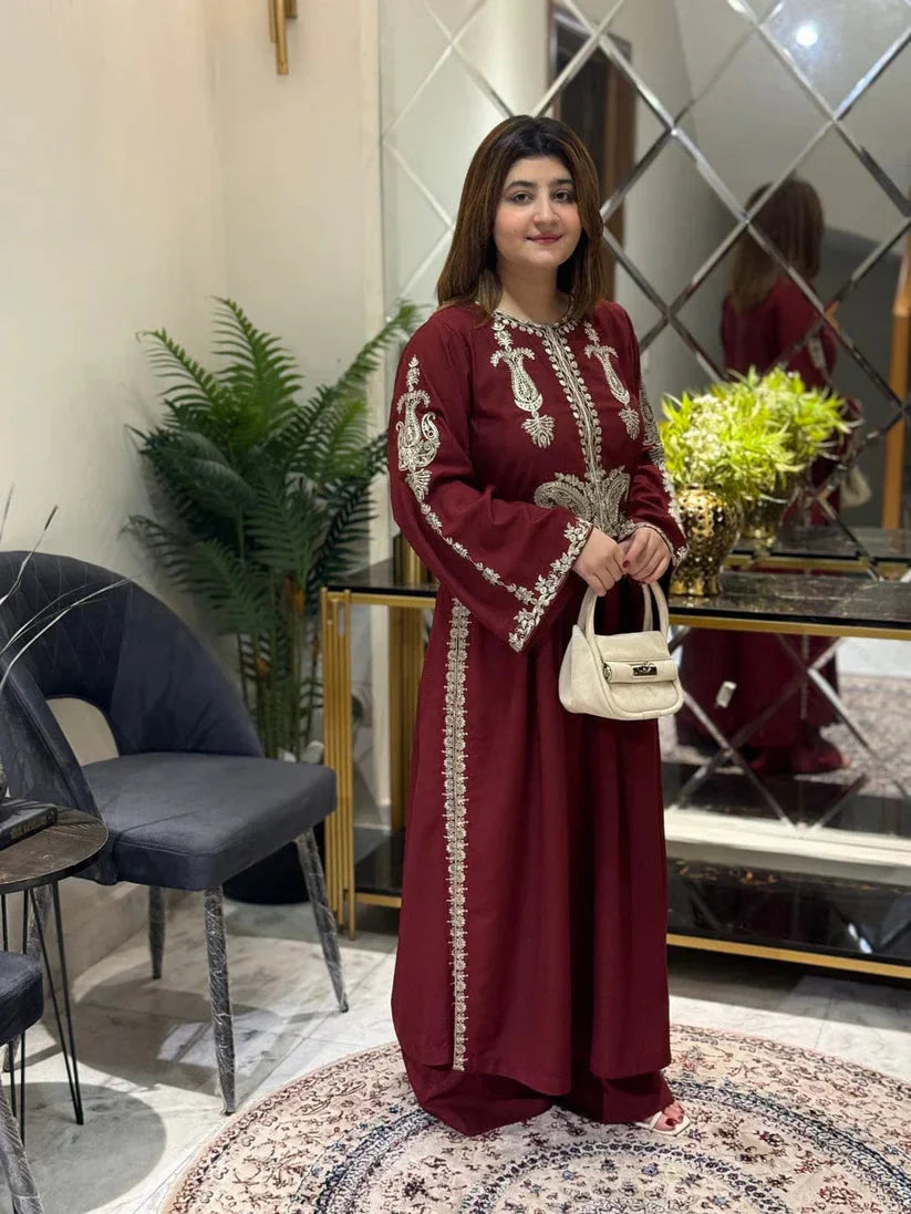 Alisbha Maroon Embroidered 2pc royal lifestyle collections