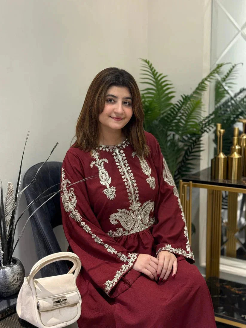 Alisbha Maroon Embroidered 2pc royal lifestyle collections