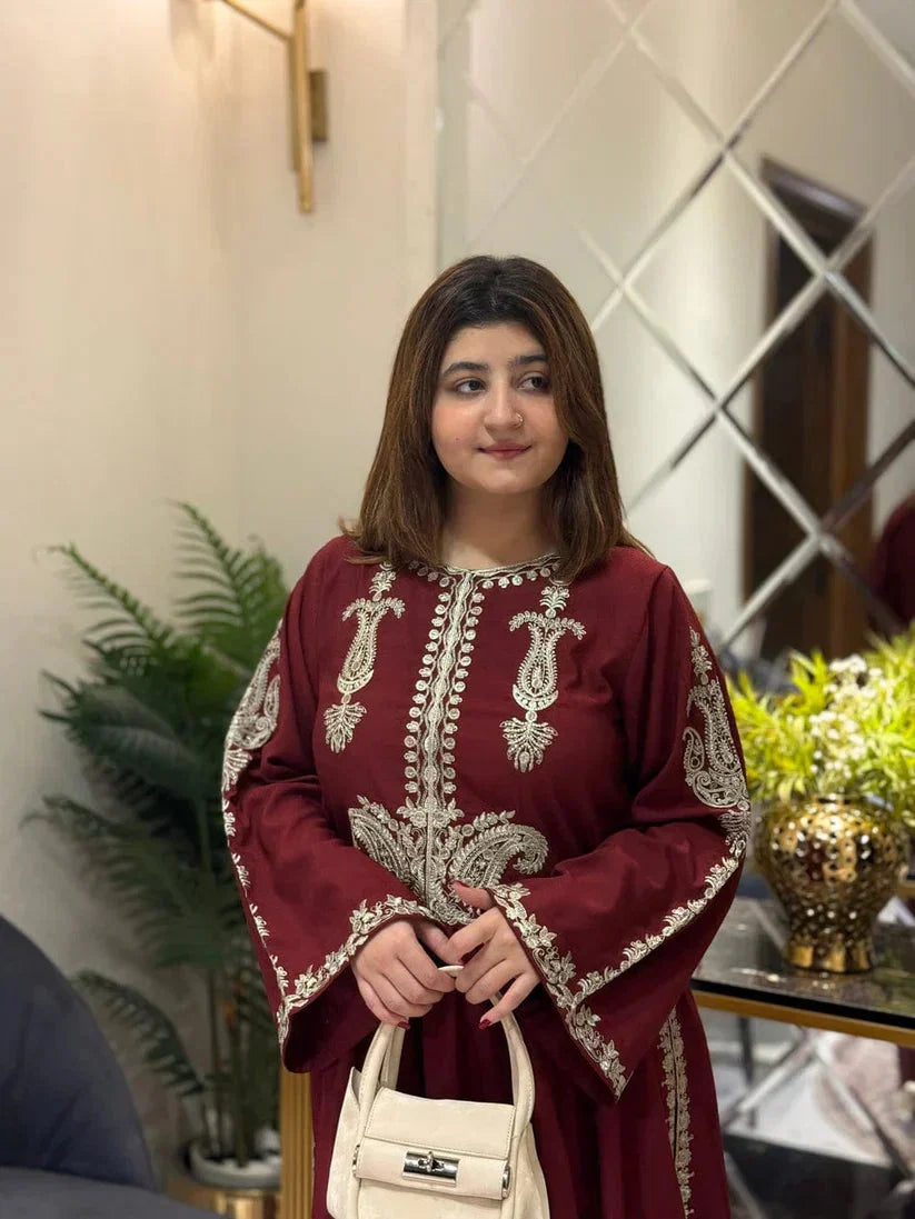 Alisbha Maroon Embroidered 2pc royal lifestyle collections