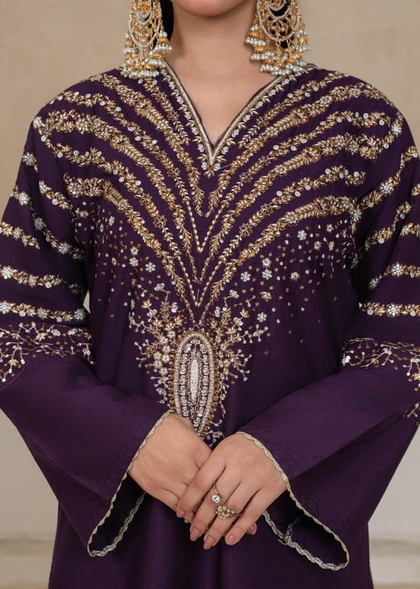 Jazmain embroidered 3pc stitched (purple) royal lifestyle collections