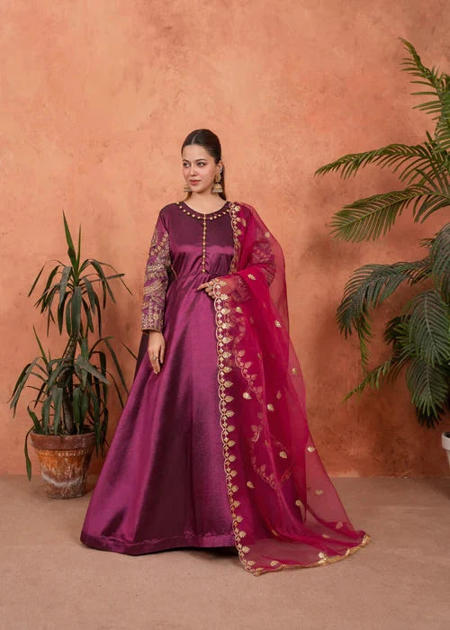 Royal Zuri Plum Premium Embroidered 3pcs Royal Lifestyle Collections